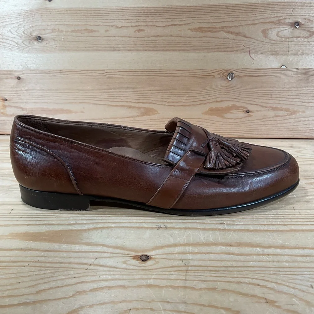 Bragano By Cole Haan Tassel Kiltie Loafers Men’s 11 M Brown Leather Casual Italy